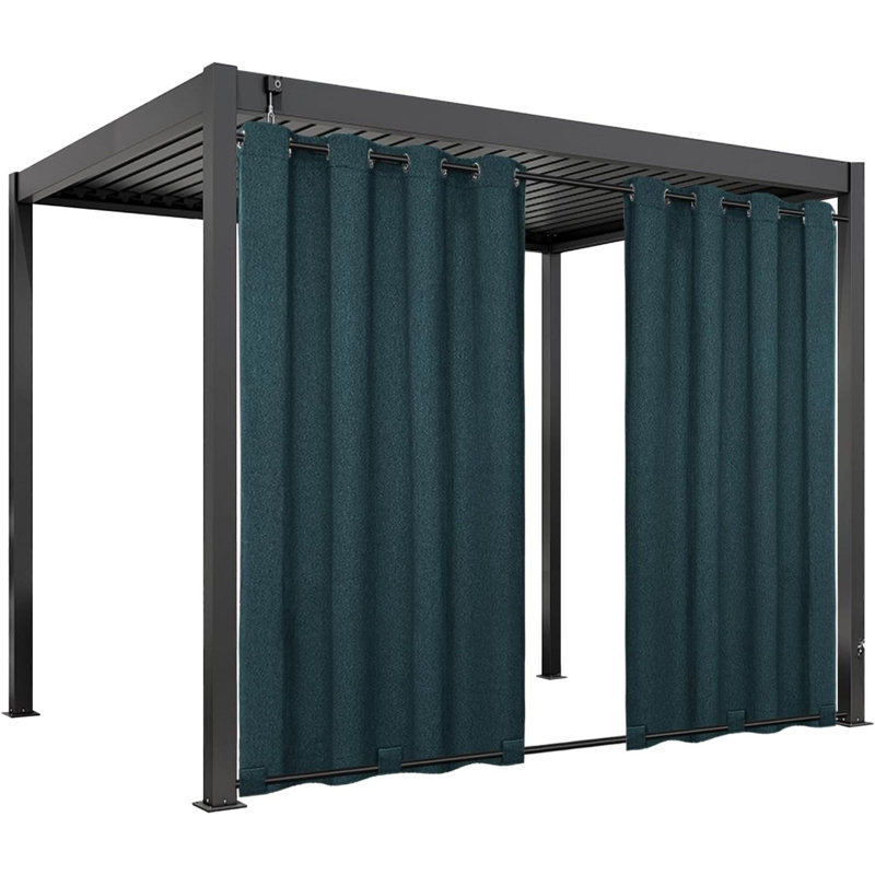 Linen Look Outdoor Curtains Waterproof Windproof Porch Curtains Soft Thicken Outdoor Privacy Curtains For Patio Gazebo Grommet Top And Tab Bottom Drape