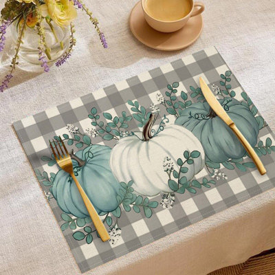 Pumpkin Fall Placemats 1 Piece 12x18 Inch Fall Thanksgiving Harvests Vintage Table Mats For Party Catering Decorations
