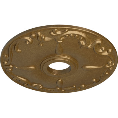 Endurathane Kent Ceiling Medallion, 18"OD x 3 1/2"ID x 1 1/4"P (Fits Canopies up to 5"), Hand-Painted Pale Gold Finish