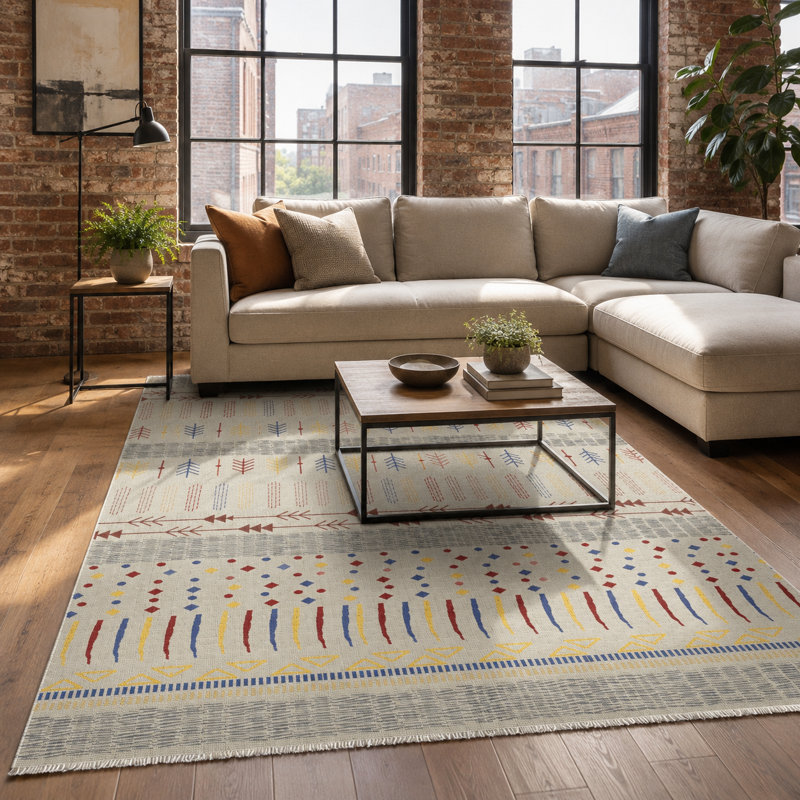 Oriental Cotton and Chenille Flatweave Area Rug, 60 x 100 cm