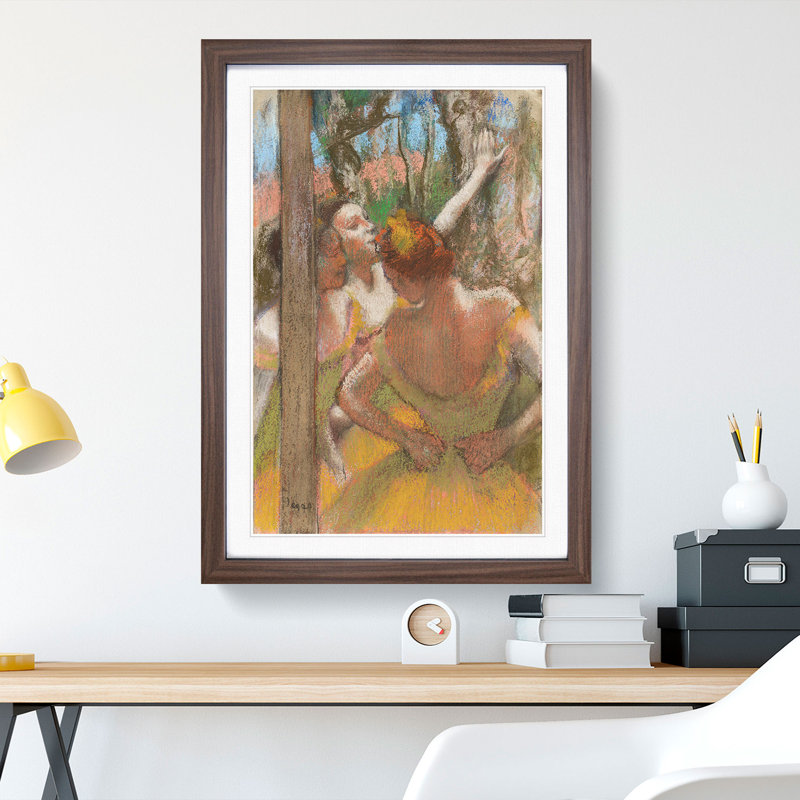 Ballet Ballerina Dancers by Edgar Degas - Picture Frame Painting, 65cm H x 48cm W x 2cm D, Walnut