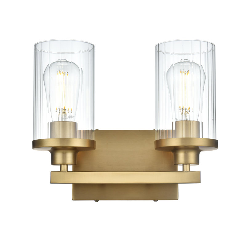 Éclairage pour meuble-lavabo à intensité variable Dariela, H 10 po x l 12 po x P 12 po, Doré, Deux lumières