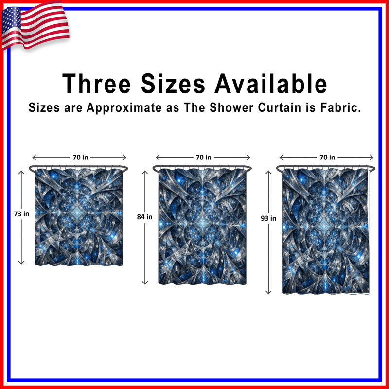 Rideaux de douche Intricate Blue Fractal Art, 70in W x 84in H