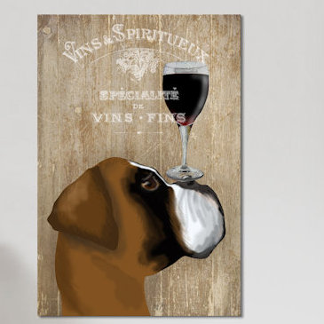 « dog aou vine boxer », impression sur toile, H 18 po x l 12 po x P 1,5 po, Toile tendue, Pas de tapis