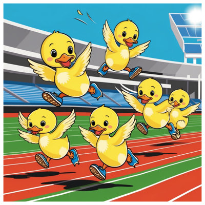 Cartoon Ducks Running Bath Mat