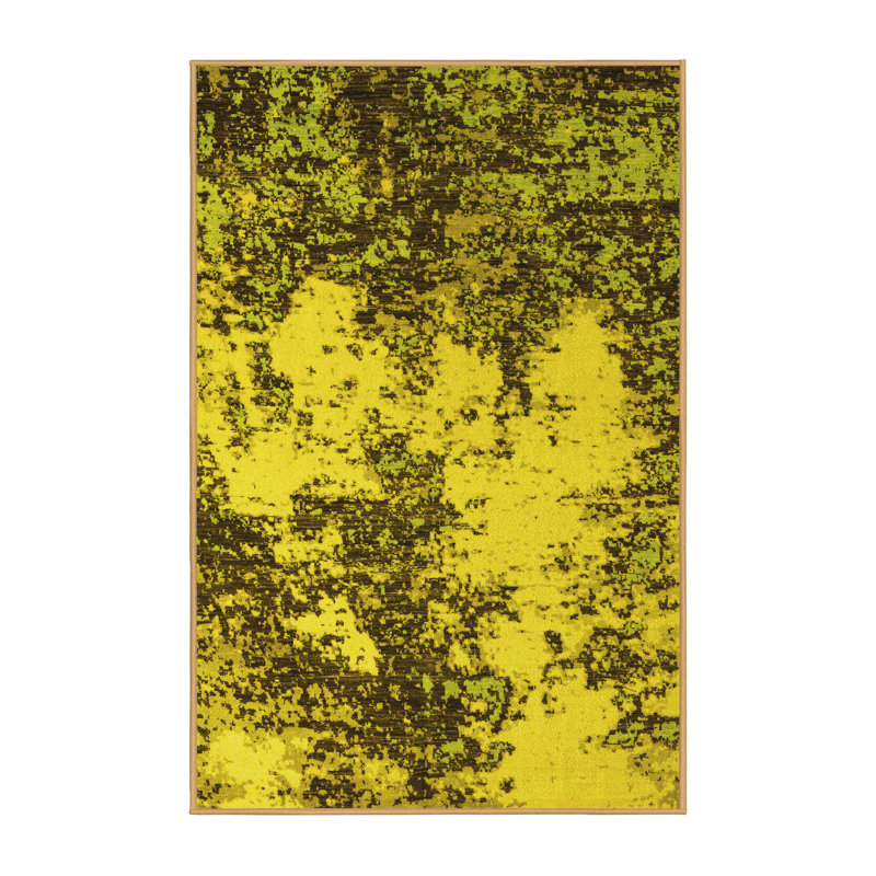 Tapis lavables à la machine Abstract 5376 - jaune, Rectangle 2 pi x 3 pi