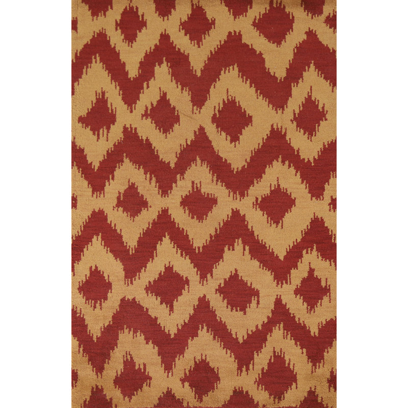 Tapis doré et rouge Gabbeh 5 x 8