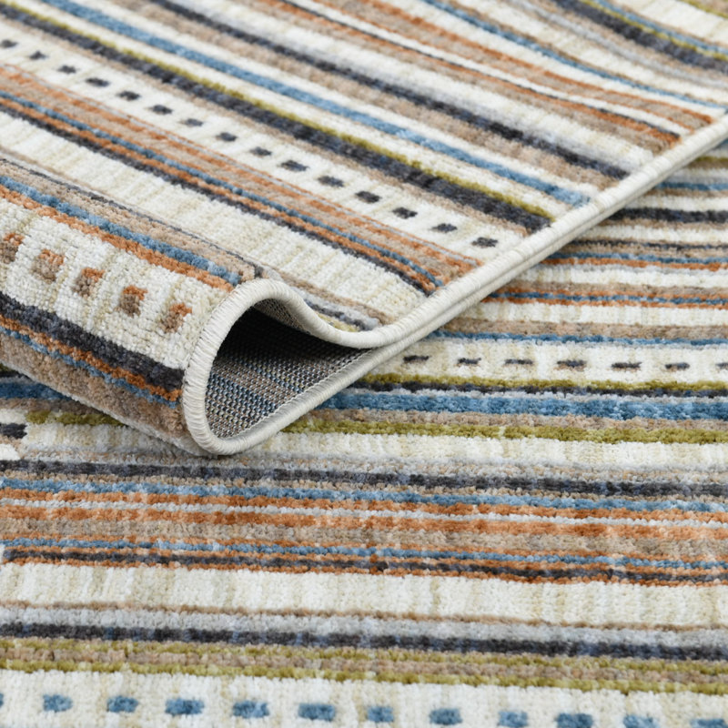 Washable Runner Rug 2x15- Thane Modern Plush Rug for Hallways & Entryways, Stripe Multi, Modern Stripe, 2'2" x 15'