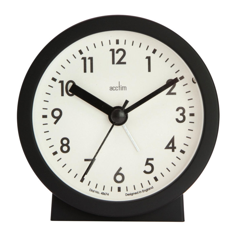 Acctim Gaby Small Analogue Contemporary Beside Alarm Clock, Black