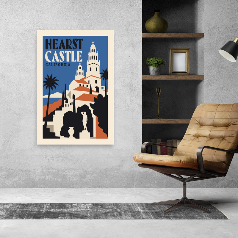 Hearst Castle, impression abstraite de palmier rétro, impression d'art mural côtier en Californie, H 48 po x l 32 po
