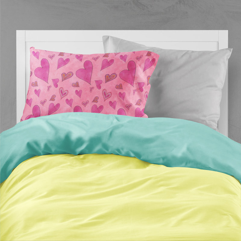 Taie d’oreiller d’amour et de coeurs aquarelle