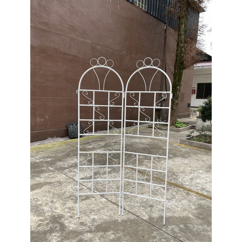 1 ensemble (2 pièces) treillis de jardin en métal pour plantes grimpantes, Blanc, crème