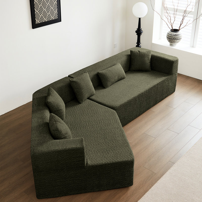 Canapé modulaire moderne avec siège profond 127,5 po. Pas d'assemblage. Forme géométrique pour plusieurs configurations. Zone haute mousse. Respirant. 3, siège scintillant brillant, minimaliste. Modulaire personnalisable
