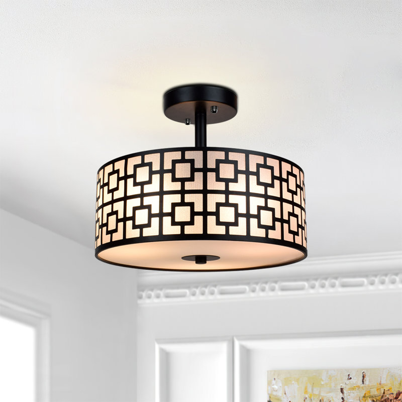 Plafonnier semi-encastré 3 lumières 12,6 po Rushda, Noir
