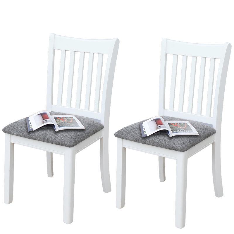 Wooden Solid Wood Dining Chairs, White, Gray
