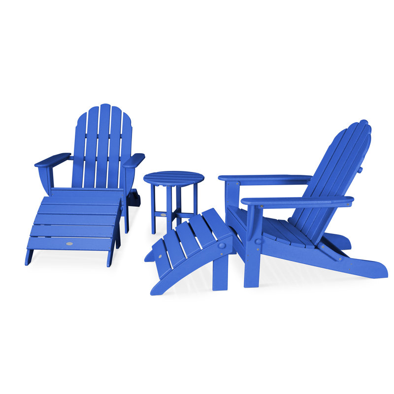 POLYWOOD Classic Oversized Adirondack 5-Piece Casual Set, Pacific Blue