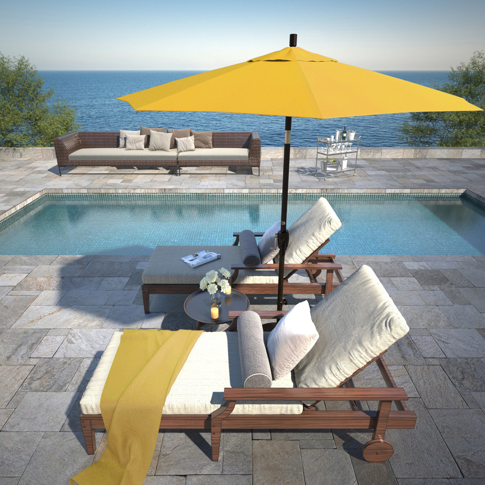 Lexia 7.5' Sunbrella® Umbrella, Canvas Sunflower Yellow Sunbrella® Canvas, Bronze