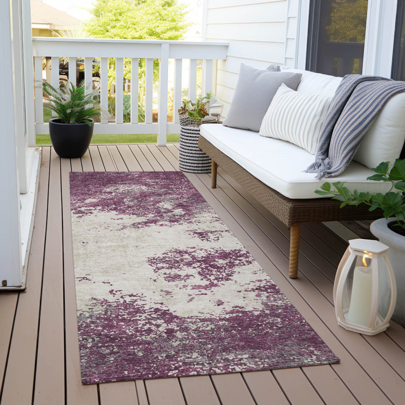 Aera Purple Washable Indoor-Outdoor Rug - , 2'3" x 7'6"