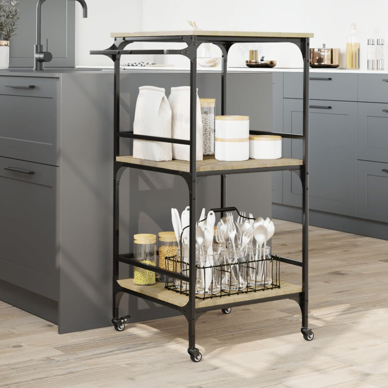 Nehls Metal Bar Cart, Sonoma Oak