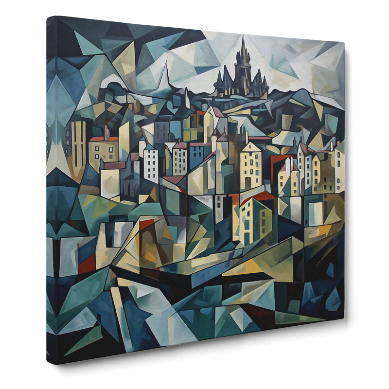 City Of Edinburgh Cubism No.1 - Print, 50cm H x 50cm W x 3cm D