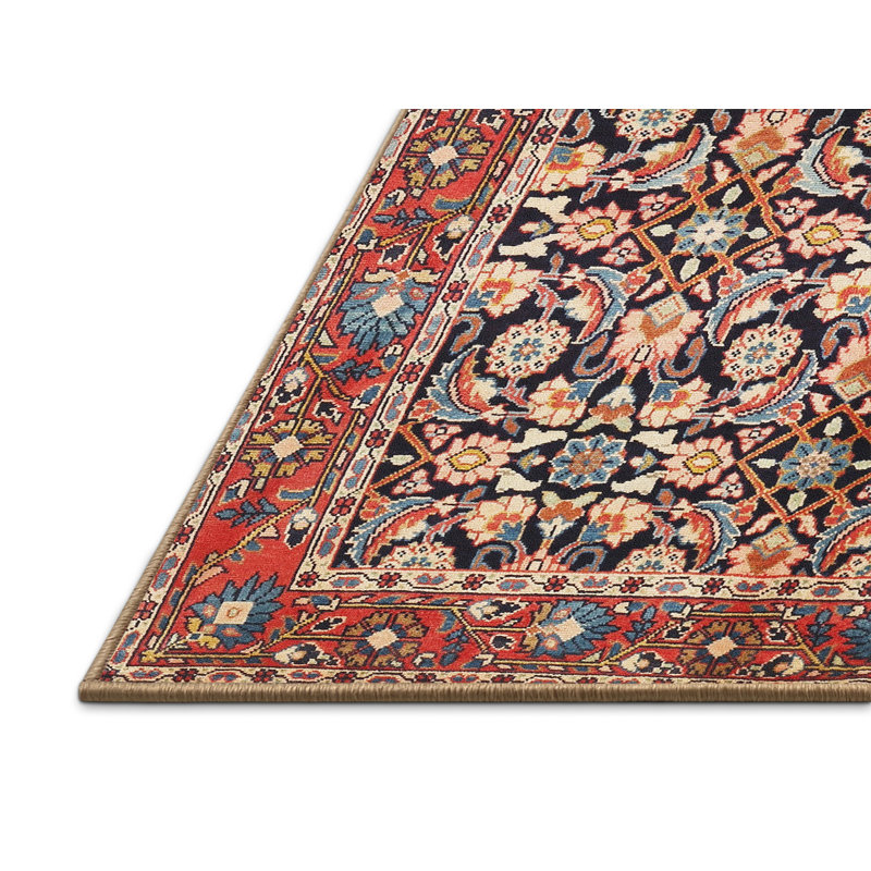 Tapis orange/beige/bleu traditionnel Lamborn, Rectangle 6 pi x 9 pi