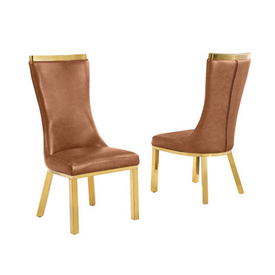 Leathaire Dining Chairs With Gold Stainless Steel