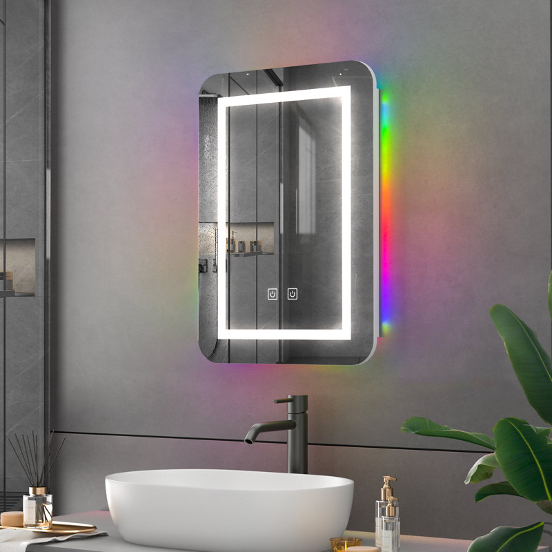 23.6×16.5 Medicine Cabinet With Lights, Bathroom Medicine Cabinet With RGB Backlit+front LED Light