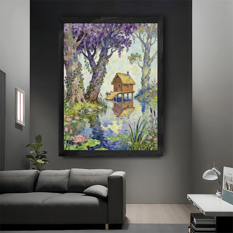 Reproduction d'art mural de qualité supérieure avec cadre en bois noir et cadre en bois noir, H 17 po x l 13 po