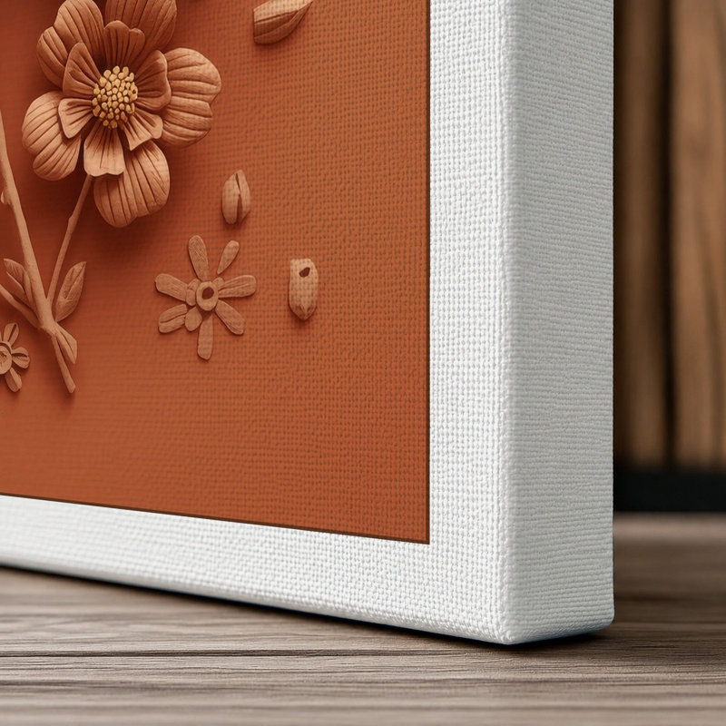 Terracotta Blooms Botanical - Wrapped Canvas, 24x16 - 61.0 x 40.6 cm, White Border