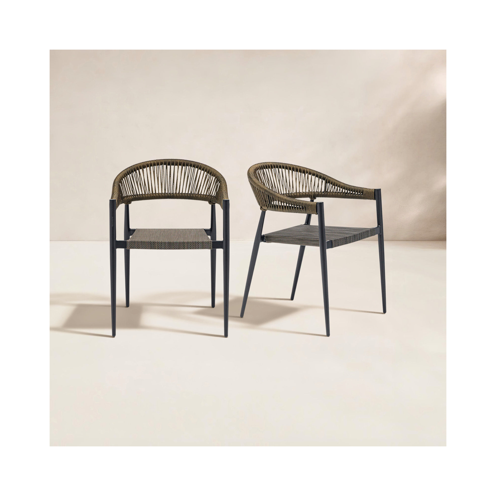 Soto Stacking Armchair - Set Of 2, Brown/Black