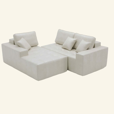Canapé-lit de coin en similicuir avec méridienne à compression, canapé modulaire en forme de L avec éponge haute densité, canapé convertible sans assemblage requis pour le salon, appartement, chambre d'amis