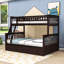Lit superposé simple au-dessus de 2 tiroirs en bois 2 tiroirs avec échelle et garde-corps, convertible en 2 lits-1291243781