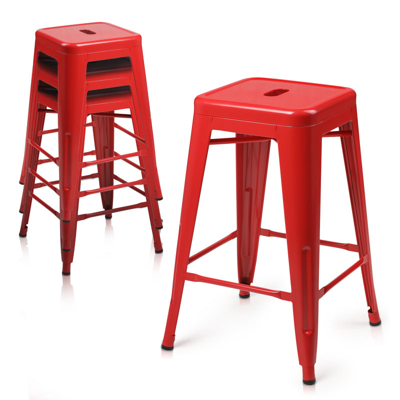 Kery metal bar stools, Blanc, Tabouret de comptoir (siège d'une hauteur de 24,5