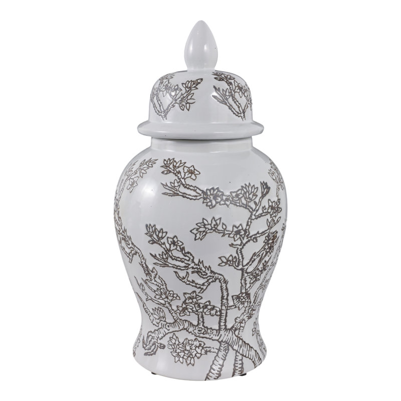 Pot de fleurs en forme de cerisier avec couvercle Ellport, Hauteur totale - 14,5 po