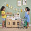 Ensemble de cuisine de jeu Teamson Kids Little Chef Chypre en bois avec 14 accessoires, dosseret en faux marbre et accents dorés