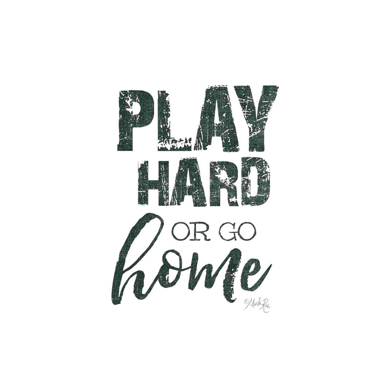 Play Hard - Art textuel, H 30 po x l 30 po, Non, Gold Floater Framed