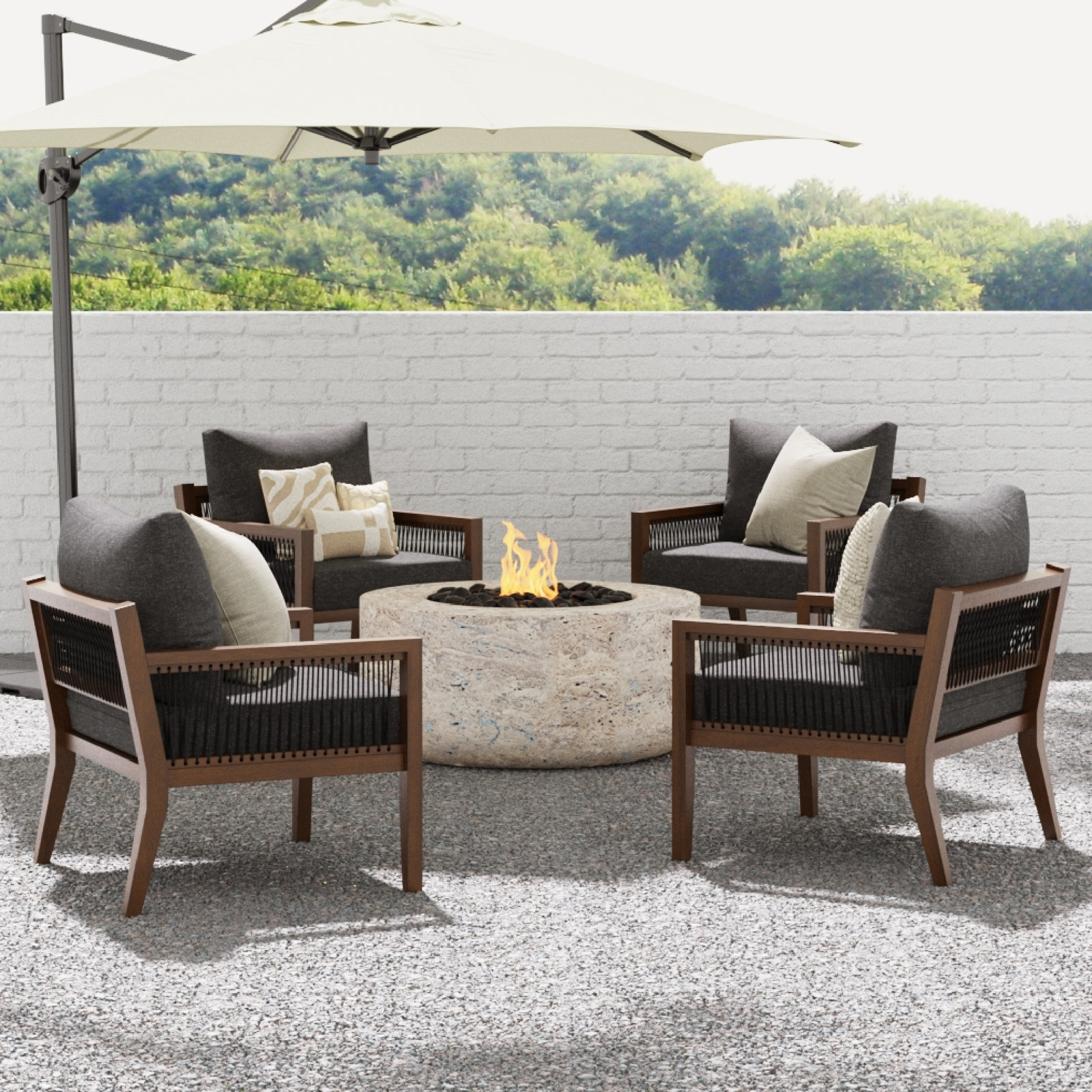 Rooney Acacia Outdoor Lounge Chair, Dark Gray, Walnut