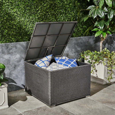 Tablette de rangement extérieure en fer gris, 33,85 po Profondeur x largeur 24,02 po, commode solution de patio avec fer robuste, option