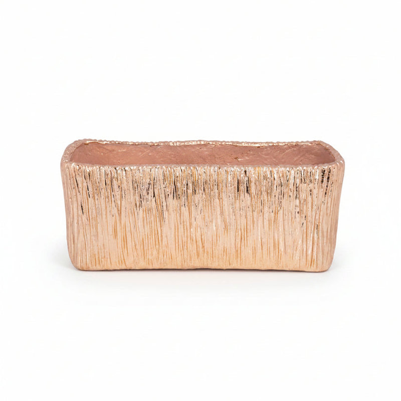 Rita Rectangular Embossed Planter - Large, Gold