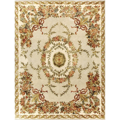 Tapis oriental gris / ivoire en soie / laine noué à la main Elegance