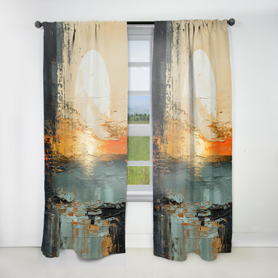 Rideau en velours - 1 panneau Modern Coastal Mystic Sunrise I