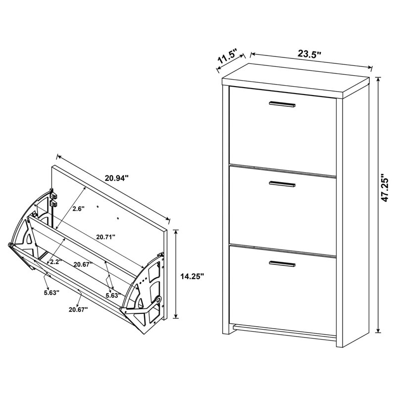 Black 3-Drawer Shoe Rack
