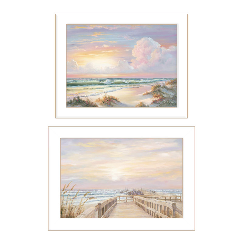«Sunrise-Sunset», ensemble de 2 encadrements muraux encadrés pour le salon et la maison par Georgia Janisse