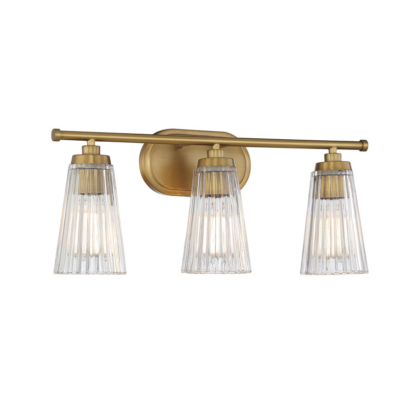 Luminaire de meuble-lavabo à 3 lumières en laiton Jeanie, Laiton, H 10 po x l 22 po x P 22 po, Trois lumières