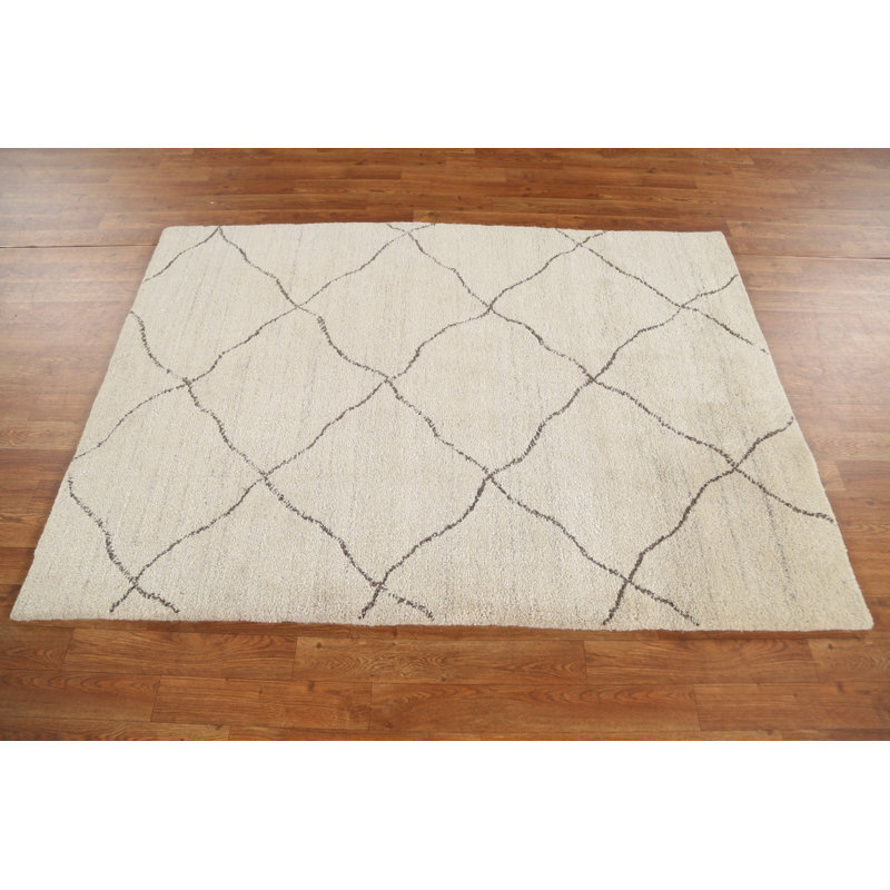 Tapis oriental marocain Trellis noué à la main 4 x 6
