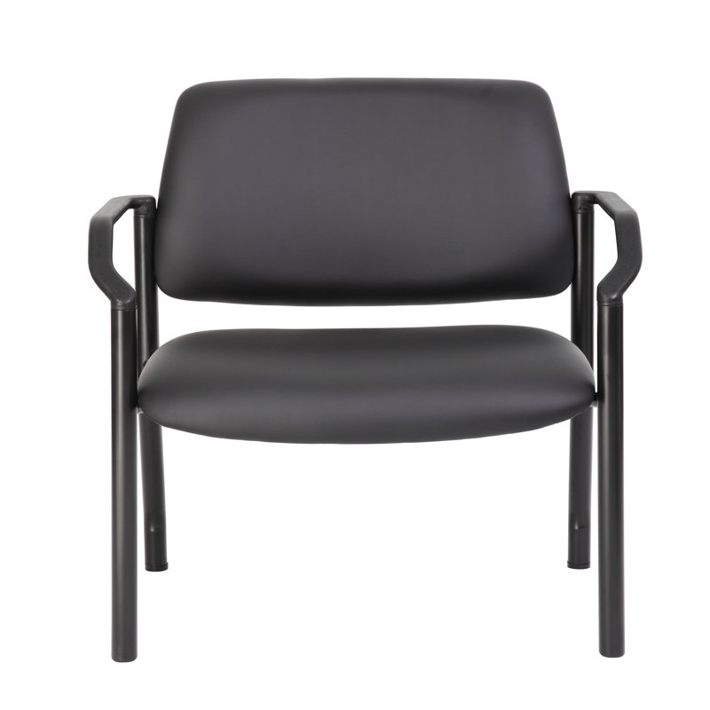 Vinyl Seat Reception Chair with Metal Frame, Black