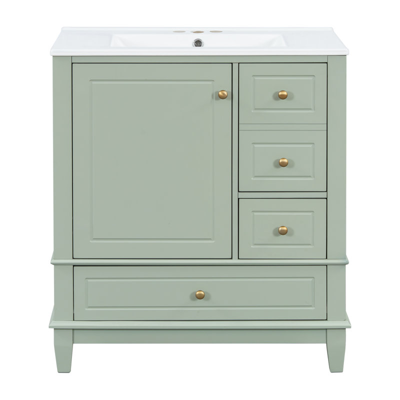 Heather 30" Bathroom Vanity With Ceramic Sink, Light Green