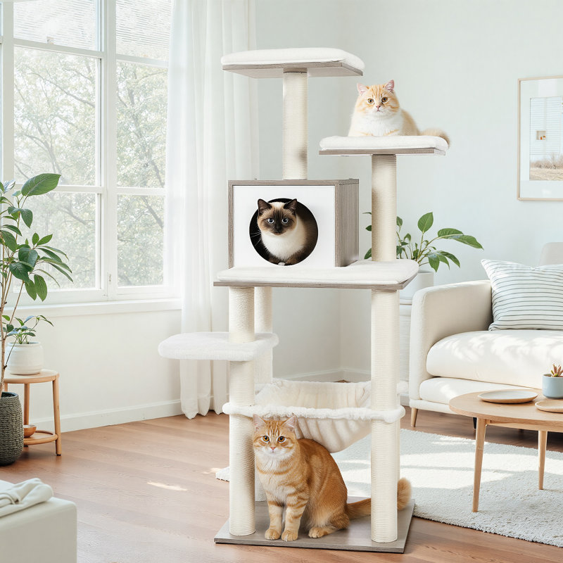 Garyville 54.3'' H Cat Tree, Heather Greige