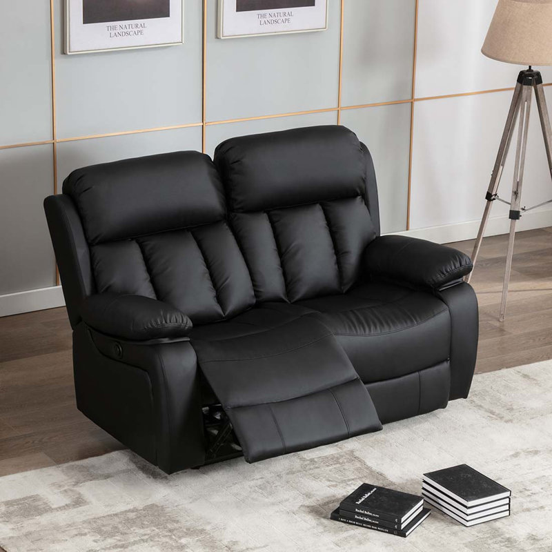 Deneka 2 Seater Reclining Sofa, Black