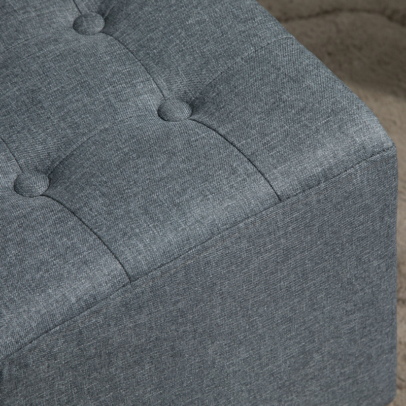 Leella 35cm Wide Tufted Square Solid Colour Footstool Ottoman